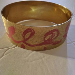 Hand painted gold color cuff